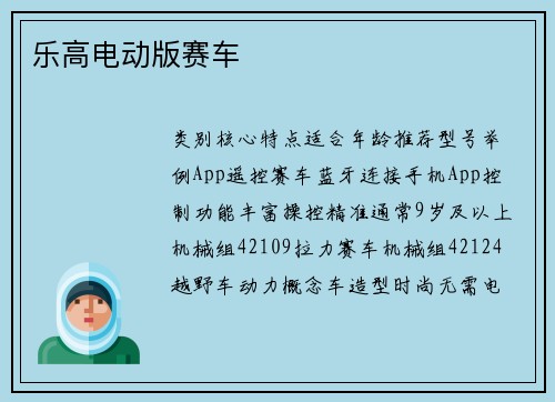 乐高电动版赛车